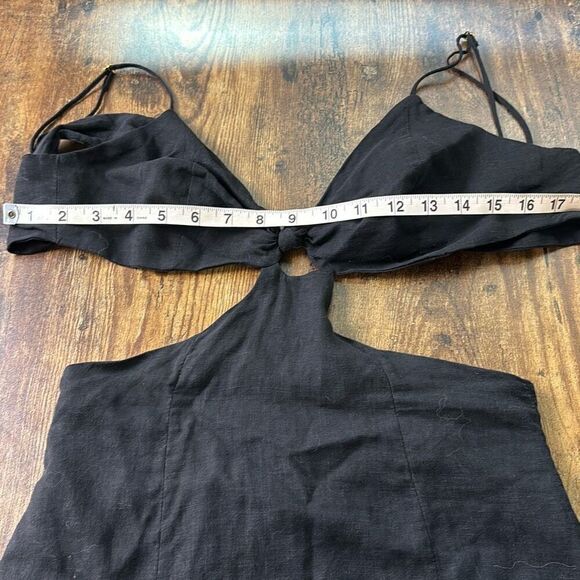 VIX Paula Hermanny Leda Long Maxi Cut Out Dress Black Linen Sz M - Picture 13 of 13